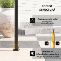 Outsunny Pavilion de grătar cu LED 240 x 150 x 258 cm rezistent la apă, ignifug, pavilion de grătar cu acoperiș dublu(m-4)