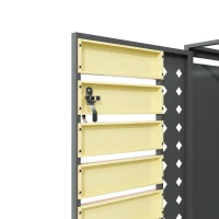 Mülltonnenbox mit 4‑fach Aufbewahrung, rautenförmiger Seitenperforation für Belüftung, 264x80x118,5 cm, Grau+Naturfarbe(m-11)