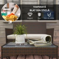 Outsunny Set Mobilier de Grădină din 4 Piese cu Canapea, 2 Fotolii și Măsuță de Cafea, 102x58x82 cm, Maro(m-4)