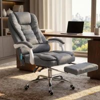 Vinsetto Heated 6 Points Vibration Massage Executive Office Chair Adjustable Swivel Ergonomic High Back Desk Chair Recliner with Footrest Grey(m-2)