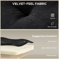 HOMCOM Loveseat Sofa Bed, Convertible Bed Settee with 2 Pillows, Side Pockets, Black(m-6)