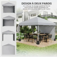 Outsunny Tonnelle barnum de jardin pop-up pliant réglable en hauteur protection UV 30+ 2 parois latérales sac de transport inclus(m-4)