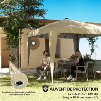 Outsunny Tonnelle de jardin 3 x 3 m avec éclairage pop up tente pliante réglable en hauteur télécommande sac de transport crème(m-5)