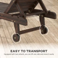 Outsunny Outdoor Wooden Sun Lounger with Built-In Table, Carbonised Finish(m-6)