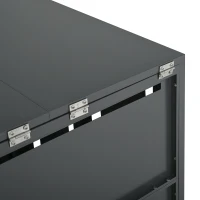 Mülltonnenbox mit hydraulischem Klappdeckel, abschließbaren Türen und zwei Fächern, 132x80x118,5 cm, Grau+Naturfarbe(m-12)