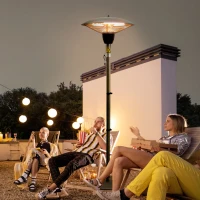 Parasol chauffant infrarouge 9 m² et IP44 chauffage d'appoint sans CO₂ dim. Ø 44 x 195 cm chauffage radiant sur pied 1500 W métal gris(m-9)