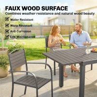 Outsunny Gartenmöbel Set Sitzgruppe 7-teilig Ausziehbar Tisch mit 6 Stühlen Holzoptik Lamelldesign Aluminiumrahmen(m-6)