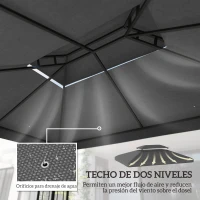 Outsunny Toldo de Recambio 4x3 m con Techo Doble Orificios de Drenaje y Protección UV Solo Toldo NO Incluye Marco Gris Oscuro(m-4)