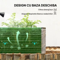 Outsunny Jardinieră de grădină fără bază, cu 2 zone de cultivare, din oțel, 125x47x40 cm, verde(m-5)
