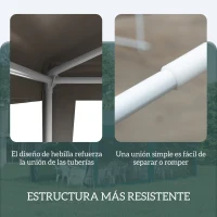 Outsunny Carpa Desmontable de Jardín 3x3 m Gazebo Cenador para Exteriores con 4 Orificios de Drenaje y Tubo de Acero Gris(m-5)