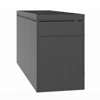 Mülltonnenbox mit Pflanztrog, für 4 Mülltonnen, Frontzugang mit Schloss und Griff, 264x80x124 cm, Grau+Naturfarbe(m-8)