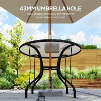 Outsunny Tempered Glass Top Round Outdoor Dining Table with Parasol Hole, 96.5 x 96.5 x 71 cm(m-5)