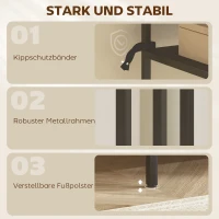 HOMCOM Konsolentisch 3-stufige Ablagen Schmaler Eingangsbereichstisch Stahlrahmen für Wohnzimmer Flur 55 cm Schwarz(m-5)