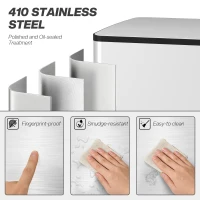 HOMCOM 50L Dual Compartment Stainless Steel Bin, with Deodoriser Holders - Silver(m-5)