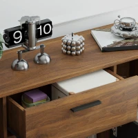 HOMCOM Bufet pentru living, mobilier de depozitare cu 4 dulapuri, sertare și rafturi reglabile, dim. 120 x 35 x 85 cm, maro și negru(m-4)