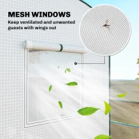 Outsunny Mini Greenhouse, Garden Tomato Growhouse with Roll-Up Door and 2 Mesh Windows, PE Cover, 200 x 75 x 188 cm, White(m-7)