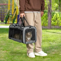 PawHut Sac de transport pour animaux 4 en 1 trolley chariot panier à roulette sa bandoulières 4 roulettes amovibles gris(m-10)