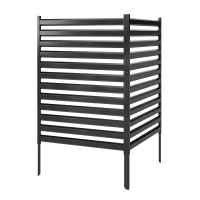 Outsunny Tuinomheining 2 Panelen 91 x 152 cm Metalen Zichtbeschermingshek met Palen & Beschermdoppen Roestvrij Zwart(m-10)