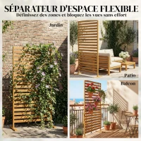 Outsunny Brise-vue Bois à Lamelles Claustra Paravent Extérieur Autoportant pour Jardin Terrasse 80x40x170cm Marron(m-4)