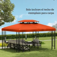 Outsunny Techo de Repuesto para Cenador 4x3 m Cubierta de Repuesto con Techo Doble 10 Orificios de Drenaje y Protección UV Toldo de Recambio para Pabellón Gazebo Rojo(m-7)