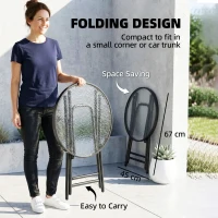 Outsunny Foldable Garden Table, Round Folding Table with Glass Tabletop and Safety Buckle for Patio, Garden, Outdoor, Indoor, Black(m-17)