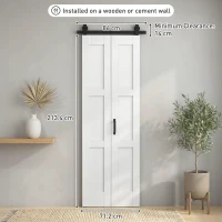 HOMCOM Puerta 71x213cm, Estilo Rústico, Kit de Montaje, Manilla, Blanco Efecto Madera.(m-3)