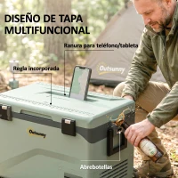 Outsunny Nevera Portátil Eléctrica 42,5L con Compresor Control por App Ruedas Asa Barra -20℃ a 20℃ y Soporte para Móvil Verde(m-8)