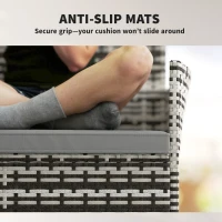 Outsunny 2-osobowa sofa rattanowa na taras z poduszką, antypoślizgowe maty, stalowa rama, jasnoszara(m-7)