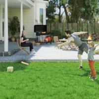 SPORTNOW Juego de Bolos Finlandeses de Madera con 12 Bolos 1 Palo y Caja de Transporte para Adultos Jardín Natural(m-2)