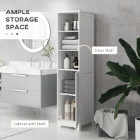 HOMCOM Slim Bathroom Storage Cabinet, Tall Bathroom Cabinet with 3 Open Shelves and Adjustable Shelf, White(m-4)