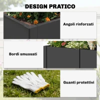 Outsunny Letto Rialzato da Giardino in Acciaio, con Divisore, Angoli Rinforzati e Bordo Sicuro, Fondo Aperto, Nero(m-6)