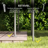 Outsunny Pérgola de Jardim 397x297x265 cm Pérgola de Exterior com Teto Duplo Paredes Laterais Resistente a Água Bege(m-7)