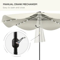 Outsunny Solar Patio Umbrella with LED and Tilt, Outdoor Market Table Umbrella Parasol with Crank, 3 x 3 (m), Cream White(m-7)