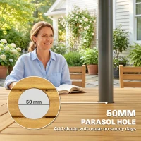 Outsunny Tuinmeubelset FSC hout zitgroep 7-delig uitschuifbare tafel met 6 klapstoelen parasolopening lamellenontwerp(m-6)