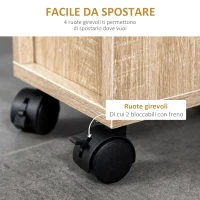 Kleankin Armadietto da Bagno a Colonna, Mobile Bagno con 4 Ruote, 1 Cassetto 1 Armadietto con Anta 2 Armadietti Aperti, Color Rovere, 18x30x68.5 cm(m-5)