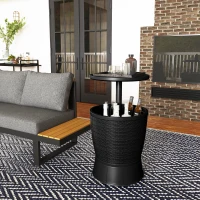 Outsunny Table à glacière 3 en 1, table de cocktail avec seau à glace, plateau télescopique pour jardin, Ø 49 x 58-84 cm, noir(m-8)