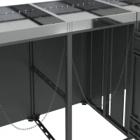 Mülltonnenschrank mit 4 Fächern, integriertem Pflanztrog und abschließbare Türen, 264x80x124.5 cm, Grau+Naturfarbe(m-9)