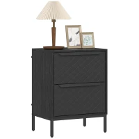 HOMCOM Chest of Drawers, Dresser with 2 Fabric Drawers and Aluminium Handles - Black(m-10)