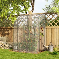 Outsunny Seră de Grădină adosată seră adosată 2 uși rulante cu fermoar oțel PVC transparent(m-2)