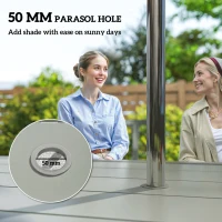 Outsunny Garden Table and Chairs for 6, 7 Pieces Garden Furniture Set with Table, 6 Stackable Chairs and Umbrella Hole Light Grey(m-5)