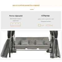Outsunny Balansoar 3 Locuri si Sezlong cu Copertina tip Foisor cu Plasa Impotriva Tantarilor si Perne(m-4)