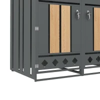 Mülltonnenschrank mit 4 Fächern, integriertem Pflanztrog und abschließbare Türen, 264x80x124.5 cm, Grau+Naturfarbe(m-10)