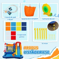 AIYAPLAY Castel Gonflabil Parc Acvatic 5-în-1, 360x250x195cm, Multicolor(m-9)