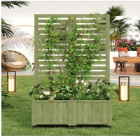 Pflanzkübel mit Spalier, 2 große Pflanzkästen und 2 Gartenspaliere als Kletterhilfe, 102,5 x 32 x 152,5 cm, Grün(m-4)