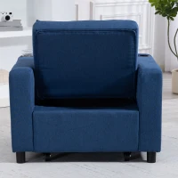 HOMCOM 3-in-1 Single Sofa Bed, Convertible Sleeper Chair Bed with 3-level Adjustable Back - Dark Blue(m-14)