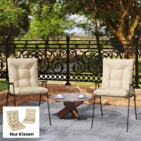 Outsunny Outdoor-Sitzkissen mit Rückenlehne und Bändern, wasserabweisende Polster für drinnen und draußen, Beige(m-2)