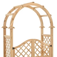 Pflanzkübel mit Spalier und Torbogen, 3‑in‑1-Design – Torbogen mit Rankgitter, 194x50x194 cm, Naturfarbe(m-10)