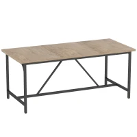 HOMCOM Masă dreptunghiulară de dining pentru 6-8 persoane masă de bucătărie stil industrial 180 x 80 x 75,5 cm efect lemn natural(m-1)