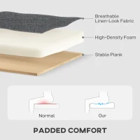 HOMCOM Divan Pat cu 3 Locuri și Chaise și Spațiu de Depozitare, din Țesătură cu Efect de Lin, 197x129x85 cm, Gri Antracit(m-7)