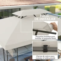 Outsunny Toldo de Recambio 4x3 m con Techo Doble Orificios de Drenaje y Protección UV Solo Toldo NO Incluye Marco Crema(m-5)